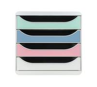 Exacompta - Ref 310303D - BIG BOX Autentik - 4 drawer cabinet for A4+ documents - External dimensions: Depth 34.7 x Width 27.8 x Height 26.7 cm - Assorted