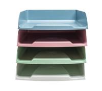 Exacompta - Ref 111303SETD - Set of 4 COMBO STYLI Autentik letter trays - size 34.5 x 25.5 x 24.5 cm - for A4+ format - 4 assorted colours