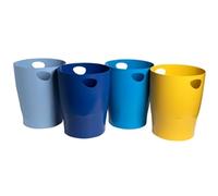 Exacompta - Ref. 45302D - Set of 8 waste paper baskets with handles ECOBIN BeeBlue in PP - large capacity 15 liters - dimensions 26.3 x 26.3 x 33.5 cm - for office or home - 4 assorted colors