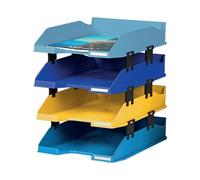 Exacompta Bee Blue Letter Trays Recycled A4 Set of 4 Assorted 113202SETD