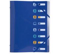 Exacompta - Ref. 56212E - 1 Bee Blue folder - with elastic bands and cut-out windows - cover and interior in recycled PP - 8 compartments - for A4 - size 25 x 32 cm - navy blue colour