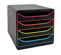 Exacompta Black Office Desktop Drawers Plastic Assorted 4 Drawers 27.8 x 34.7 x 26.7 cm A4+