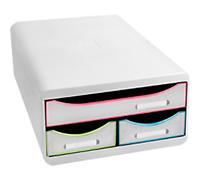 Exacompta Black office Drawer Unit Plastic White Harlequin 3 Drawers 27.8 x 34.7 x 13 cm A4+