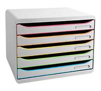 Exacompta Black office Drawer Unit Plastic White Harlequin 5 Drawers 35.5 x 27 x 27.1 cm A4+