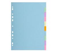 Exacompta Blank Dividers A4 Assorted 10 Part Cardboard 11 Holes 1610E