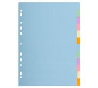 Exacompta Blank Dividers A4 Assorted 12 Part 170 gsm Cardboard 11 Holes 1612E