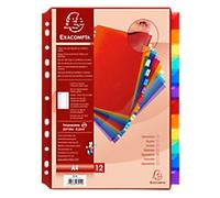 Exacompta Blank Dividers A4 Assorted 12 Part PP (Polypropylene) 11 Holes 3912E
