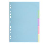Exacompta Blank Dividers A4 Assorted 5 Part Cardboard 11 Holes 1605E
