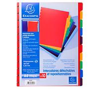 Exacompta Blank Dividers A4+ Assorted Multicolour 10 Part PP (Polypropylene) 86003E Pack of 10