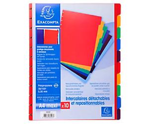 Exacompta Blank Dividers A4+ Assorted Multicolour 10 Part PP (Polypropylene) 86003E Pack of 10