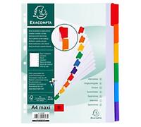 Exacompta Blank Dividers A4+ Assorted Multicolour 6 Part Cardboard 18 Holes 4306E Pack of 20