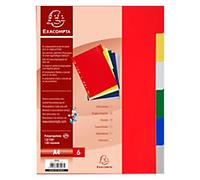 Exacompta Blank Dividers A4 Assorted Multicolour 6 Part PP (Polypropylene) 11 Holes 3006E Pack of 100