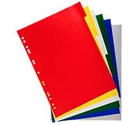 Exacompta Blank Dividers A4+ Assorted Multicolour 6 Part PP (Polypropylene) 15 Holes 83H Pack of 100