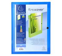 Exacompta - Ref 59982E - Kreacover Collection - PP Press Stud Filing Box - 250 x 330mm in Size, Suitable for A4 Documents, 40mm Spine, Spine Label - Blue