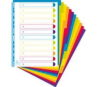 Exacompta Campus Blank Dividers A4+ Assorted Tabs 12 Part PP (Polypropylene) 11 Holes 3812E Pack of 15