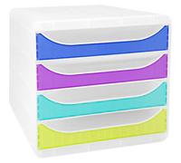Exacompta Chromaline Drawer Unit Plastic Assorted 4 Drawers 27.8 x 34.7 x 26.7 cm A4+