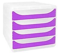 Exacompta Chromaline Drawer Unit Plastic Purple 4 Drawers 27.8 x 34.7 x 26.7 cm A4+