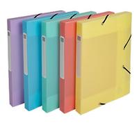 Exacompta Chromaline Pastel Filing Box 18570E A4 PP (Polypropylene) Rubber Band 24 (W) x 0.3 (D) x 32 (H) cm Assorted Colours 25 mm Pack of 10