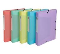 Exacompta Chromaline Pastel Filing Box 59270E A4 PP (Polypropylene) Rubber Band 25 (W) x 4 (D) x 33 (H) cm Assorted Colours 40 mm Pack of 8