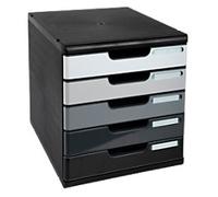 Exacompta Classic Desktop Drawers Plastic Black, Grey 5 Drawers 28.8 x 35 x 32 cm A4+