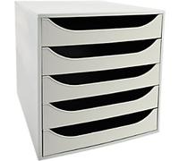 Exacompta Classic Desktop Drawers Plastic Grey 5 Drawers 28.4 x 34.8 x 29 cm A4+