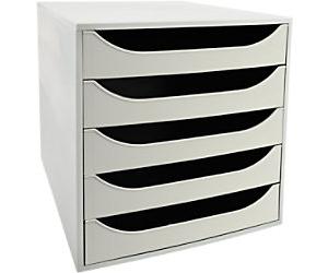 Exacompta Classic Desktop Drawers Plastic Grey 5 Drawers 28.4 x 34.8 x 29 cm A4+