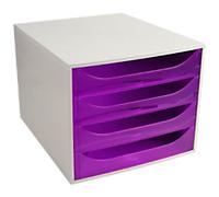 Exacompta Classic Desktop Drawers Plastic Grey, Purple 4 Drawers 28.4 x 34.8 x 23.4 cm A4+