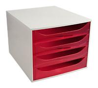 Exacompta Classic Desktop Drawers Plastic Grey, Red 4 Drawers 28.4 x 34.8 x 23.4 cm A4+