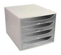 Exacompta Classic Desktop Drawers Plastic Transparent, White 4 Drawers 28.4 x 34.8 x 23.4 cm A4+