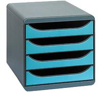 Exacompta Classic Desktop Drawers PS (Polystyrene) Blue, Grey 4 Drawers 34.7 x 26.7 x 27.8 cm A4+