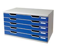 Exacompta Classic Desktop Drawers PS (Polystyrene) Grey, Blue 5 Drawers 57.6 x 35 x 32 cm A3