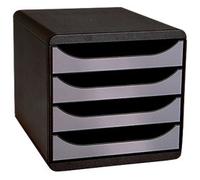 Exacompta Desktop Drawers Plastic, PS (Polystyrene) Black, Silver 4 Drawers 27.8 x 34.7 x 26.7 cm A4+