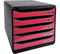 Exacompta Desktop Drawers PS (Polystyrene) Black, Red 5 Drawers 27.8 x 34.7 x 27.1 cm A4