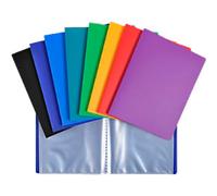 Exacompta - Ref. 88210E - Box of 10 OPAK document protectors - 20 smooth crystal pockets - 40 views - for format 17 x 22 cm - size 18 x 23 cm - semi-rigid polypro cover - 8 assorted colors