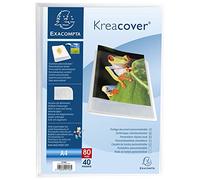 Exacompta - Ref 5748E - Kreacover Collection - Semi-Rigid Opaque PP Display Book - 240 x 320mm in Size, Suitable for A4 Documents, 40 Pockets - Clear (Single)