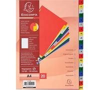 Exacompta Index A-Z Dividers 94E - A4 Polypropylene Pre-punched 20 Parts Assorted Tabs