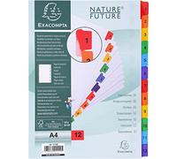 Exacompta Dividers 1112E Index 1-12 A4 160gsm White FSC-certified Coloured Mylar Tabs
