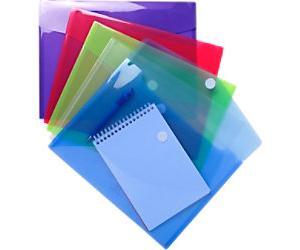 Exacompta Document Wallet 56420E Velcro fastener Polypropylene Portrait and Landscape 24.5 (W) x 33.5 (D) x 1.2 (H) cm Assorted Pack of 5