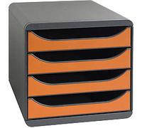 Exacompta Drawer Unit PS (Polystyrene) Orange, Black 4 Drawers 27.8 x 34.7 x 26.7 cm