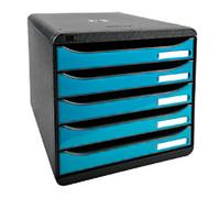 Exacompta Drawer Unit with 5 Drawers Big Box Plus Plastic Black, Turquoise 27.8 x 34.7 x 27.1 cm