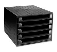 Exacompta Eco Desktop Recycled Plastic 5 Drawer Set W387xD284xH218mm Black Ref 221014D
