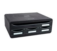 Exacompta ECOBlack Desktop Drawers Plastic Black 4 Drawers 35.5 x 27 x 13.5 cm A4+