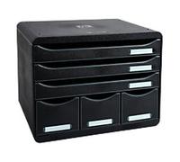 Exacompta ECOBlack Desktop Drawers Plastic Black 6 Drawers 35.5 x 27 x 27.1 cm A4+