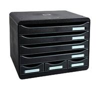 Exacompta ECOBlack Desktop Drawers Plastic Black 7 Drawers 35.5 x 27 x 27.1 cm A4+