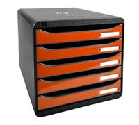 Exacompta ECOBlack Desktop Drawers Plastic Black, Orange 5 Drawers 27.8 x 34.7 x 27.1 cm A4+
