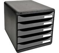 Exacompta ECOBlack Desktop Drawers Plastic Black, Silver 5 Drawers 27.8 x 34.7 x 27.1 cm A4+