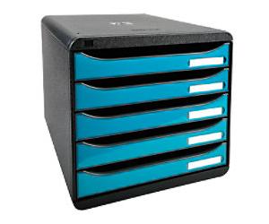 Exacompta ECOBlack Desktop Drawers Plastic Black, Turquoise 5 Drawers 27.8 x 34.7 x 27.1 cm A4+