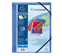 Exacompta - Ref 55182E - Kreacover Collection - Collection - Customisable PP Elastic Flap Folders - Suitable for A4 Documents, Translucent Polypropylene - Blue (Pack of 5)