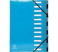 Exacompta - Ref 53927E - Iderama Collection - Harmonika Multipart File - 245 x 320mm in Size, Suitable for A4 Documents, 12 Multicoloured Tabbed Sections - Light Blue