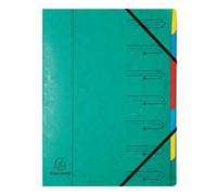 Exacompta - Ref 54073E - Stapled Spine Multipart File - 245 x 320mm in Size, Suitable for Storing A4 Documents - 7 Tabbed Sections - Green Cover with Multicoloured Tabs